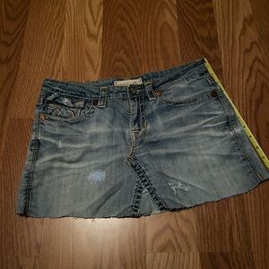 Big Star worn distressed Denim Mini Skirt made from jeans 29R